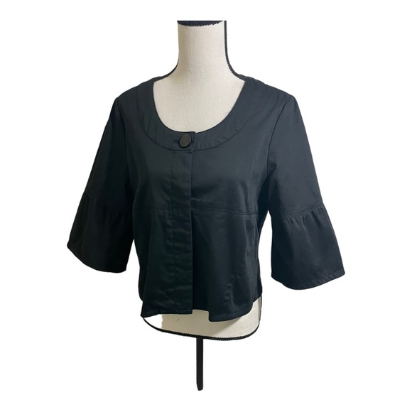 Sandro womens round neckline button down bell style sleeve shirt jacket medium P - Picture 2 of 10